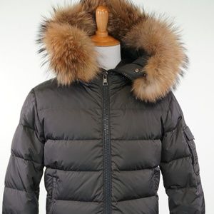 Moncler Matte Gray Goose Down Coyote Fur Size 3 L